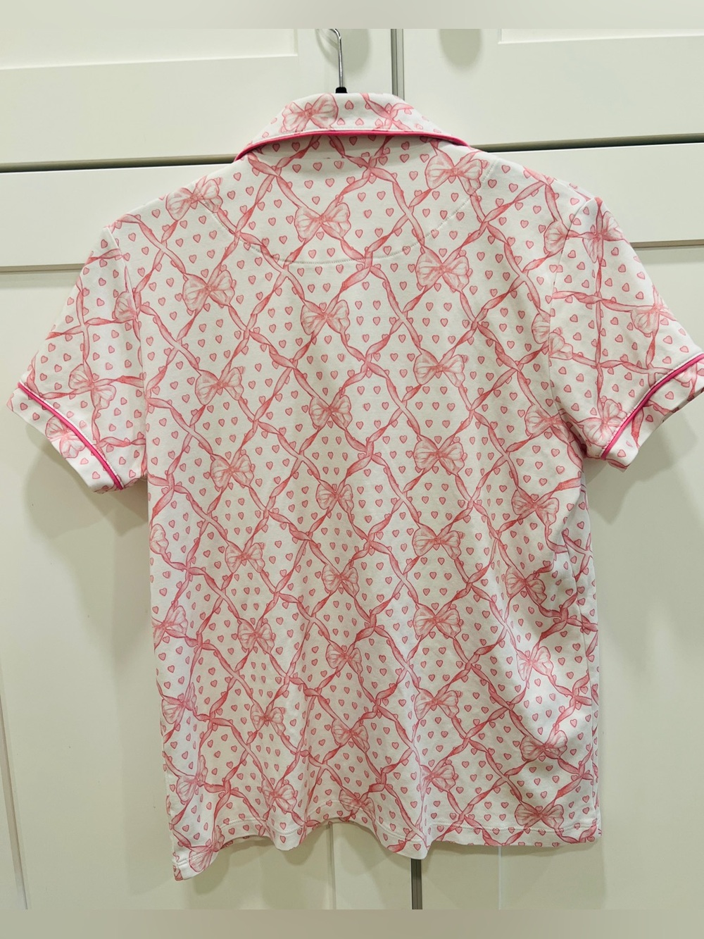 LOVESHACKFANCY x ROLLER RABBIT BABY BOW PRINT SHORT SLEEVE PAJAMA TOP, SIZE S. - Picture 8 of 12